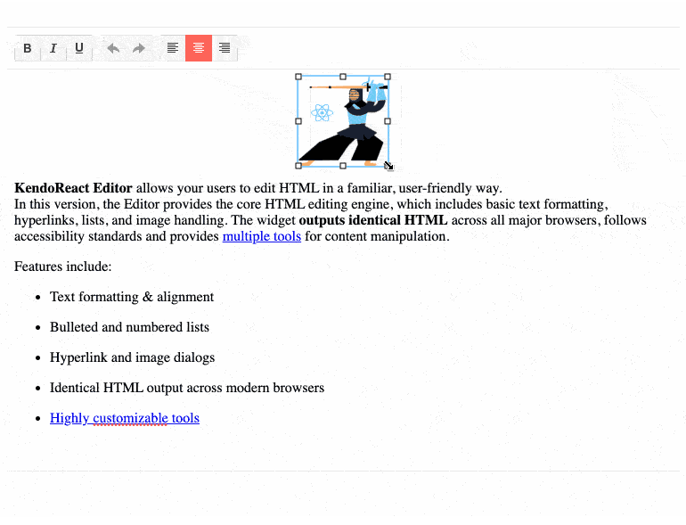 React Editor component: Image resizing
