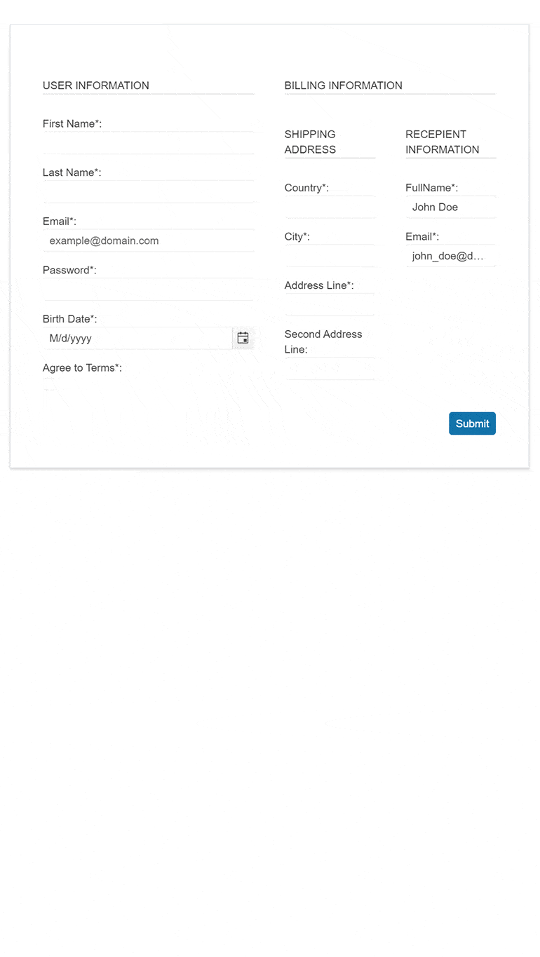 Kendo UI angular responsive forms