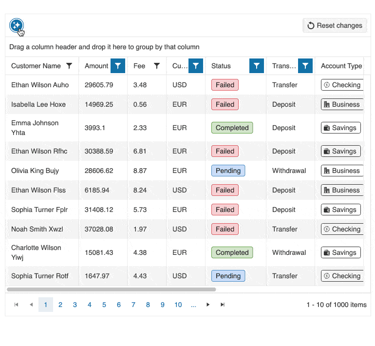 KendoReact Smart Grid - Prompt based sorting, grouping, filtering