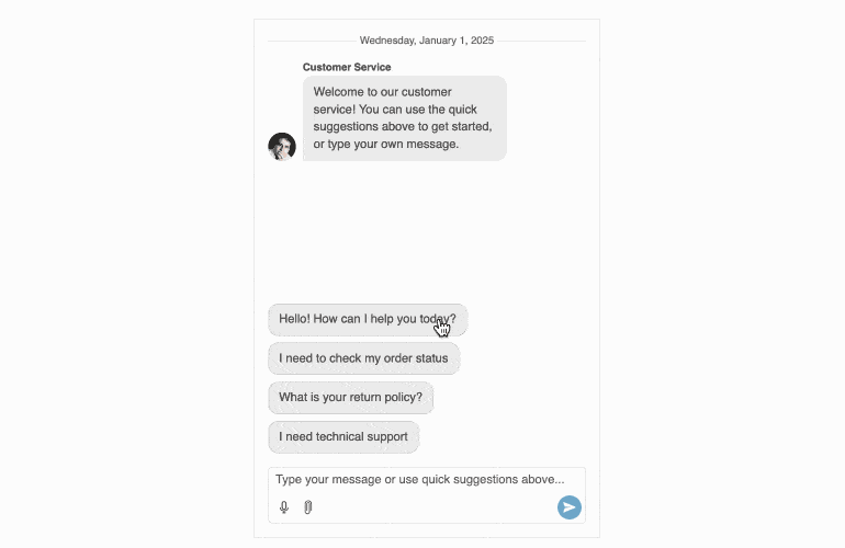 React Chat Quick-actions