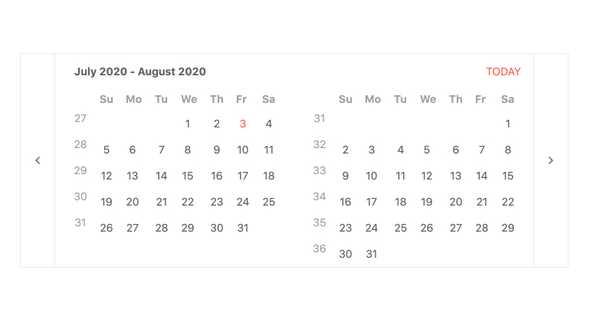 React MultiViewCalendar - Week Number Column, KendoReact UI Library