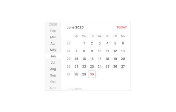 React Calendar - Week Number Column UI Library
