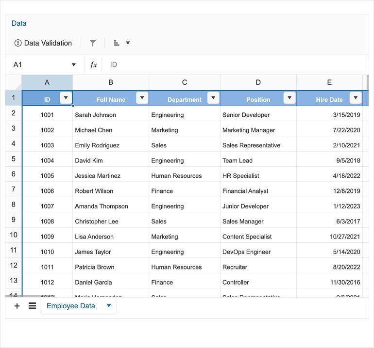 Angular Spreadsheet filtering and sorting