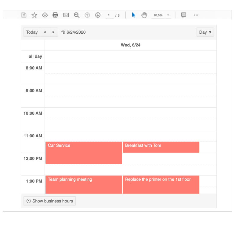 Kendo UI for Angular Scheduler - PDF Export