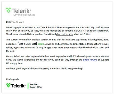 Telerik UI for ASP.NET Core WordsProcessing - Rich Document Model
