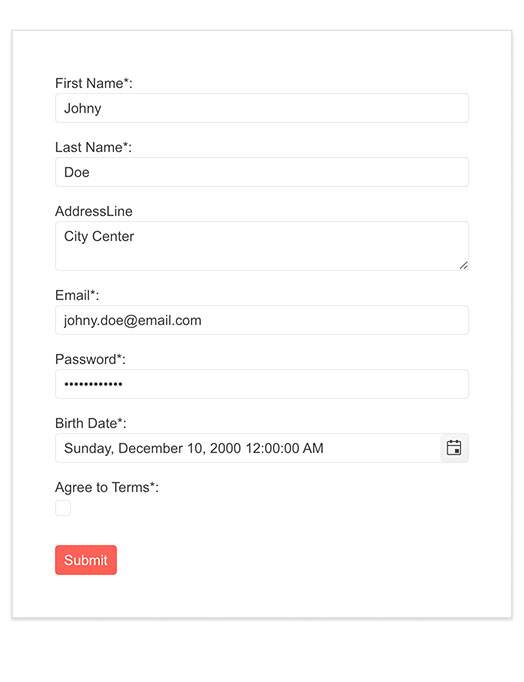 Telerik Blazor Form UI Component Custom Editors