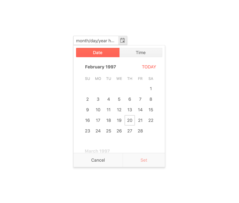 DateTimePicker – Focused Dates