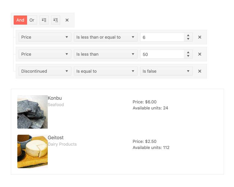 ListView - Integration with Filter Component
