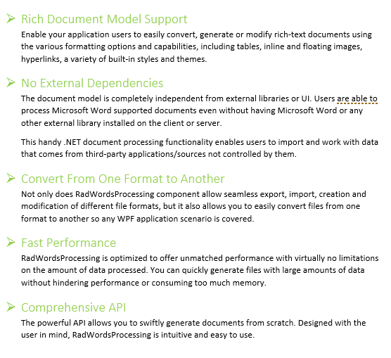 Telerik UI for Blazor WordsProcessing - Bulleted and Numbered Lists