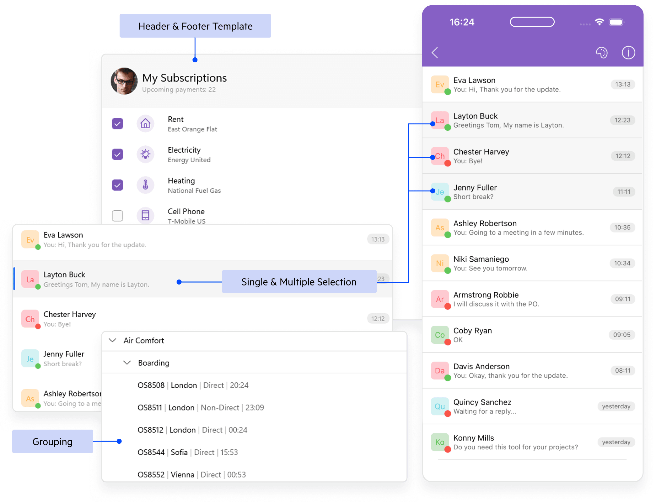 Render and manage lists with flexible layouts and excellent performance Illustration