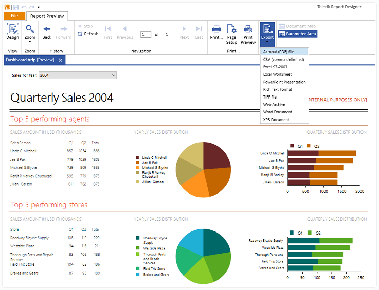 Report Viewer Control Export Feature Example
