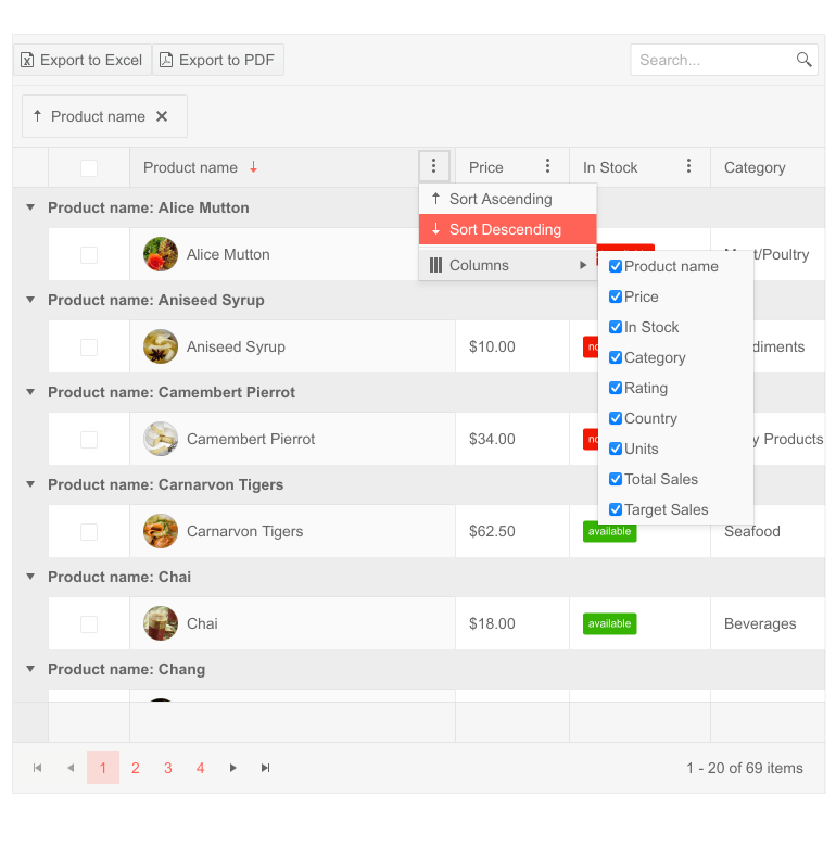 Grid - Page, Sort, Filter or Group Data