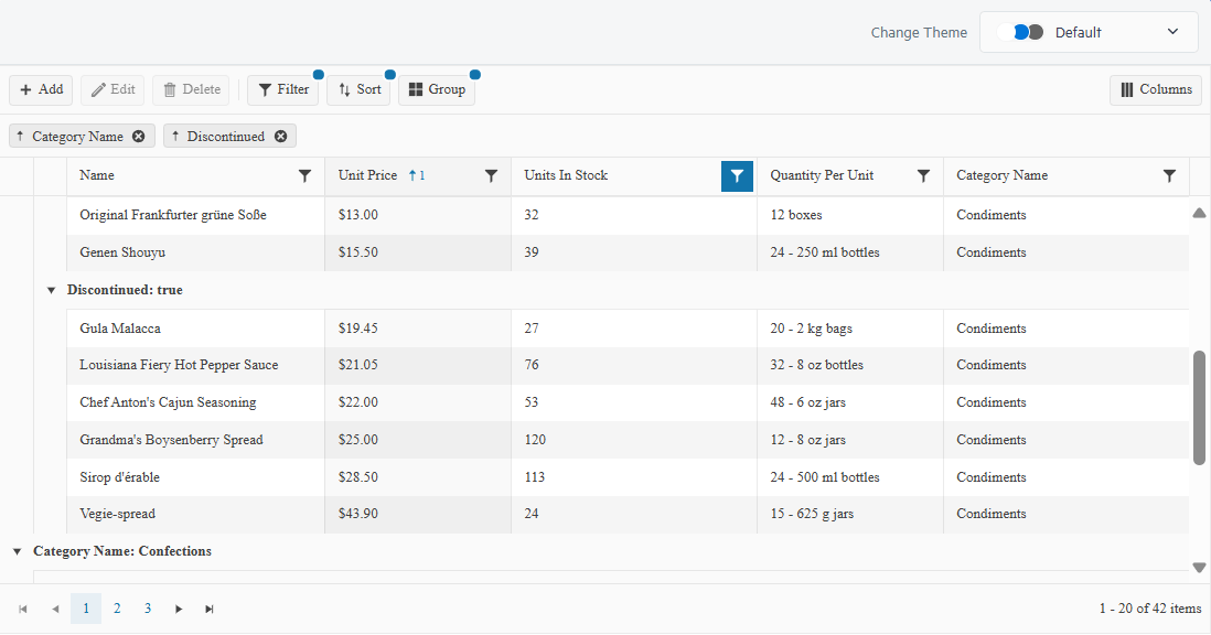 jQuery Data Grid Adaptive Tools demo