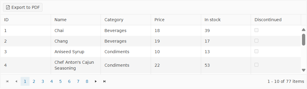 kendo angular grid export to pdf functionality