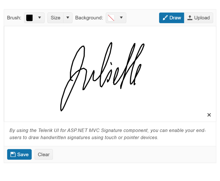 Telerik UI for ASP.NET MVC Signature component